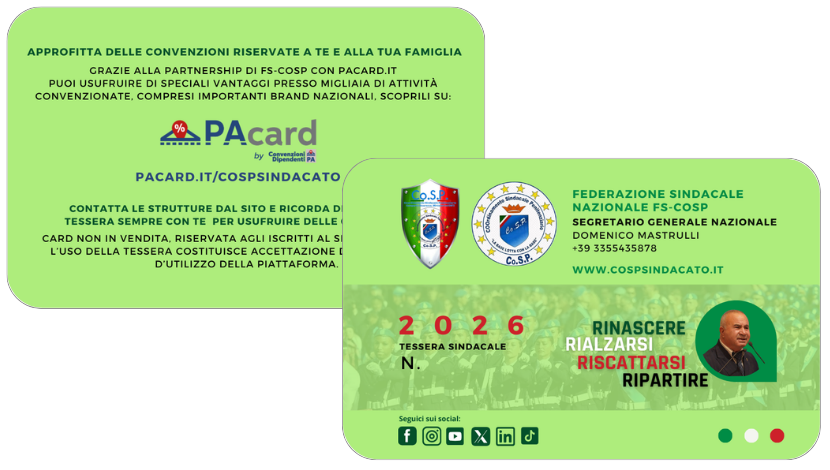 La card PACARD riservata a cospsindacato